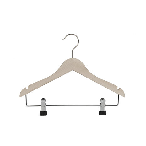 Blusen / Hemdenbügel (flach) Buchenholz unlackiert mit Rockkerben und anti-rutsch Klammern Blusen / Hemdenbügel (flach) Buchenholz unlackiert mit Rockkerben und anti-rutsch Klammern