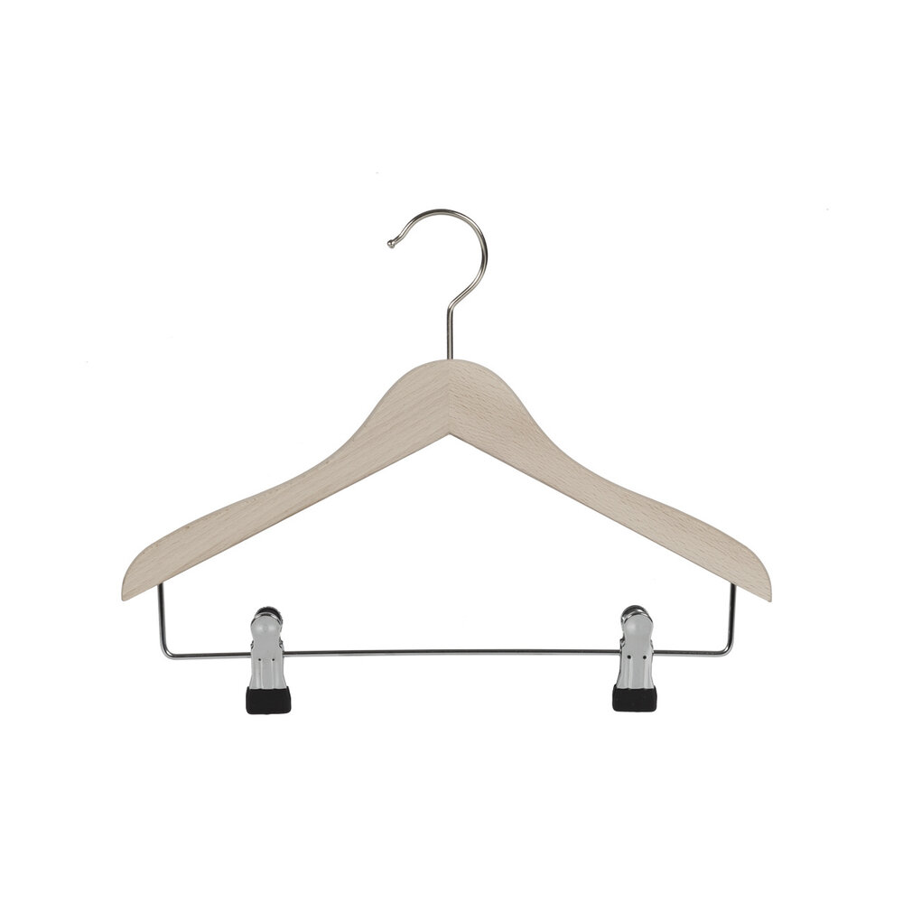 Blusen / Hemdenbügel (flach) Buchenholz unlackiert mit anti-rutsch Klammern