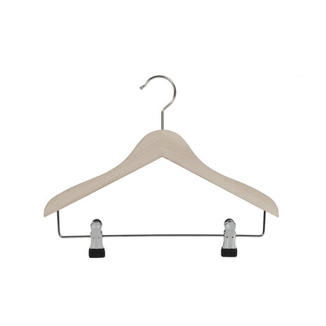 Blusen / Hemdenbügel (flach) Buchenholz unlackiert mit anti-rutsch Klammern