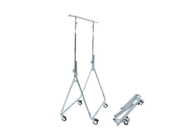 DER KLEIDERBÜGELRIESE Reiserollständer zusammenklappbar verchromt, feste Höhe 150 cm DER KLEIDERBÜGELRIESE Reiserollständer zusammenklappbar verchromt, feste Höhe 150 cm