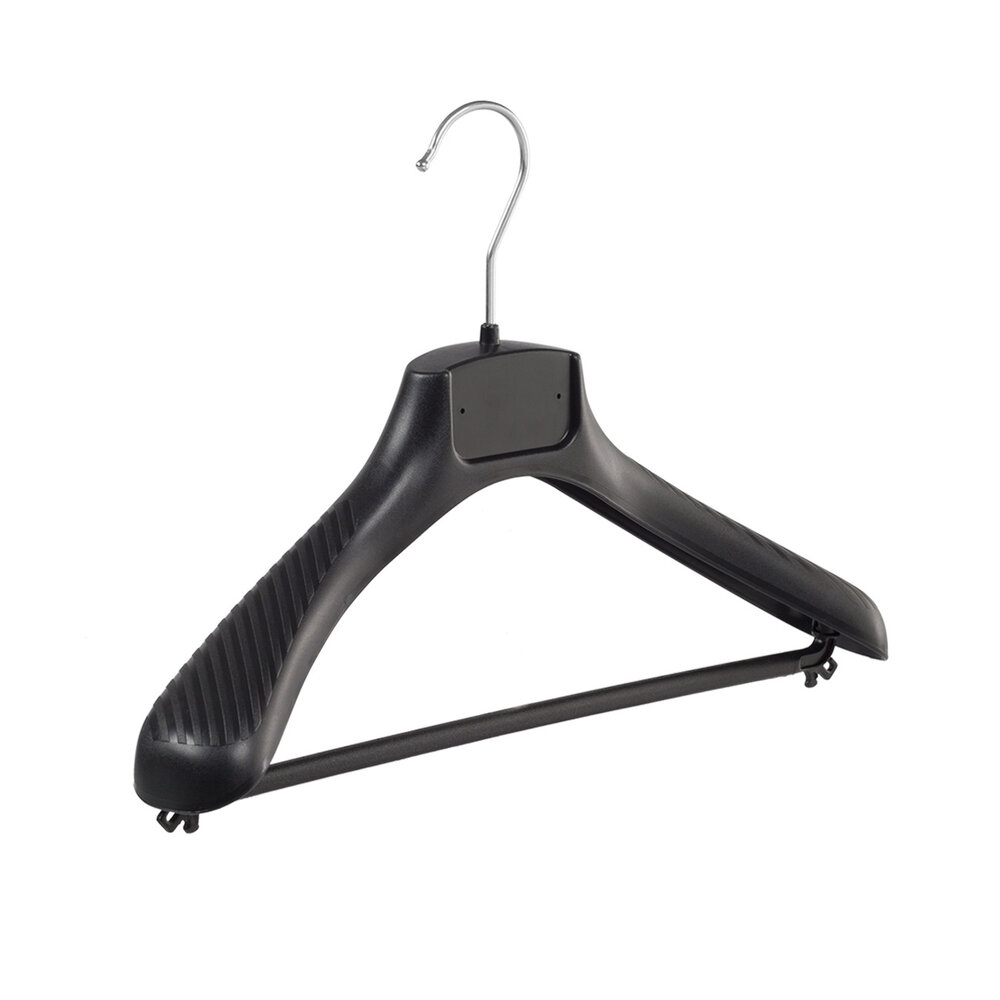 SER-VIZ Jacken / Anzugbügel (gebogen) Kunststoff schwarz mit Schulterverbreiterung und Hosensteg