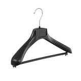Jacken / Anzugbügel (gebogen) Kunststoff schwarz mit Schulterverbreiterung und Hosensteg Jacken / Anzugbügel (gebogen) Kunststoff schwarz mit Schulterverbreiterung und Hosensteg