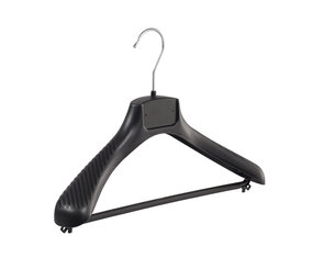 SER-VIZ Jacken / Anzugbügel (gebogen) Kunststoff schwarz mit Schulterverbreiterung und Hosensteg