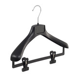 SER-VIZ Jacken / Anzugbügel (gebogen) Kunststoff schwarz mit Schulterverbreiterung und anti-rutsch Klammern SER-VIZ Jacken / Anzugbügel (gebogen) Kunststoff schwarz mit Schulterverbreiterung und anti-rutsch Klammern