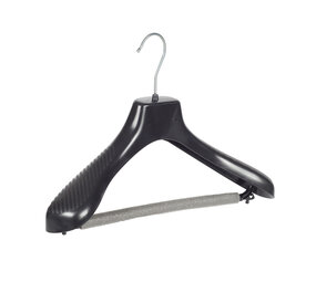Jacken / Anzugbügel (gebogen) Kunststoff schwarz mit Schulterverbreiterung und anti-rutsch Hosensteg (2 mm Schaum) Jacken / Anzugbügel (gebogen) Kunststoff schwarz mit Schulterverbreiterung und anti-rutsch Hosensteg (2 mm Schaum)