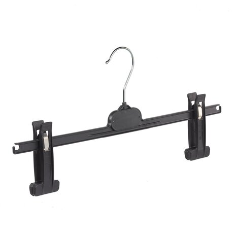 Rock / Hosenbügel Kunststoff schwarz mit anti-rutsch Klammern (extra lang)