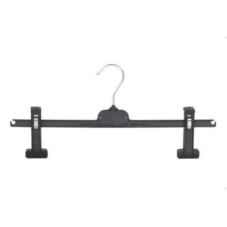 Rock / Hosenbügel Kunststoff schwarz mit anti-rutsch Klammern (extra lang)