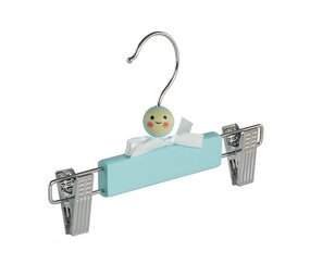 DER KLEIDERBÜGELRIESE Rock / Hosenbügel Lotusholz blau lackiert mit Klammern, 22 cm DER KLEIDERBÜGELRIESE Rock / Hosenbügel Lotusholz blau lackiert mit Klammern, 22 cm