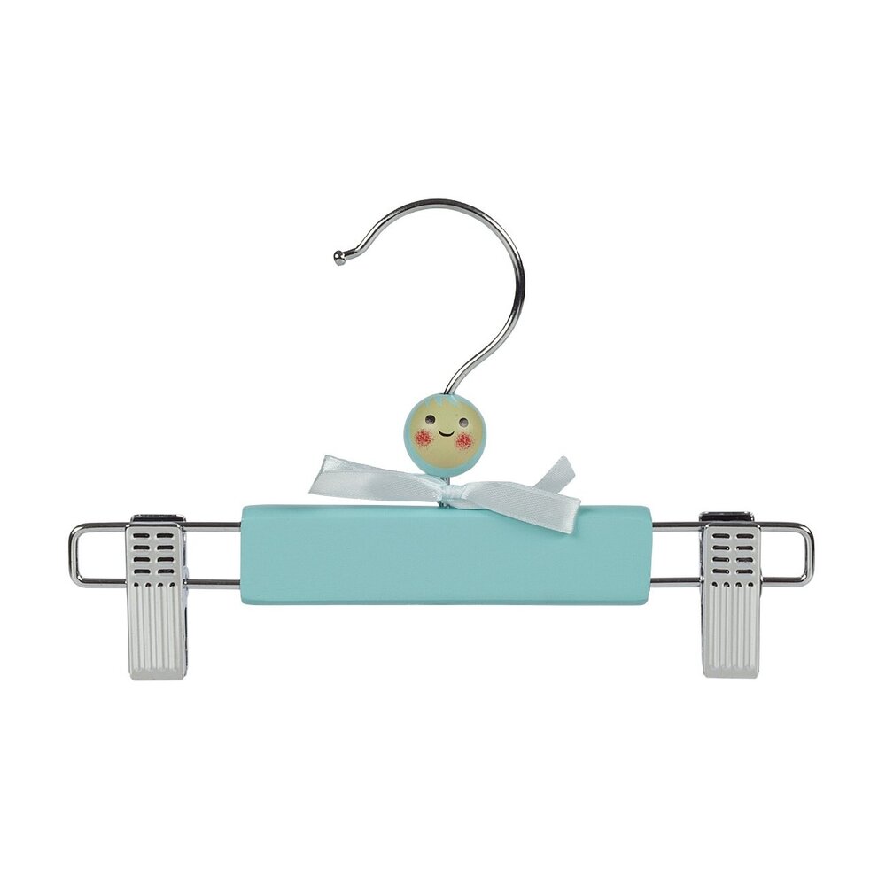 Rock / Hosenbügel Lotusholz blau lackiert mit Klammern, 22 cm Rock / Hosenbügel Lotusholz blau lackiert mit Klammern, 22 cm