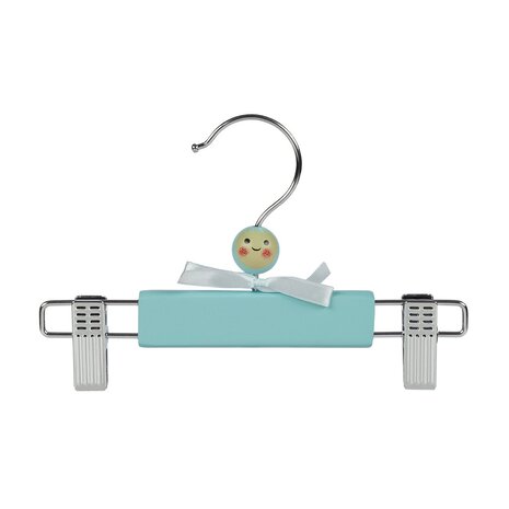 Rock / Hosenbügel Lotusholz blau lackiert mit Klammern, 22 cm Rock / Hosenbügel Lotusholz blau lackiert mit Klammern, 22 cm