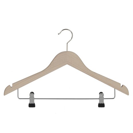 DER KLEIDERBÜGELRIESE Blusen / Hemdenbügel Buchenholz unlackiert mit Rockkerben und anti-rutsch Klammern