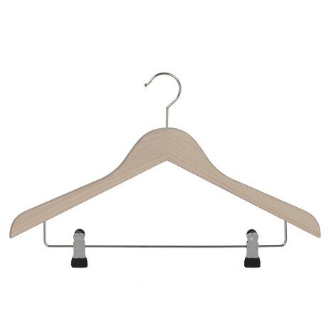 Blusen / Hemdenbügel (flach) Buchenholz unlackiert mit anti-rutsch Klammern Blusen / Hemdenbügel (flach) Buchenholz unlackiert mit anti-rutsch Klammern