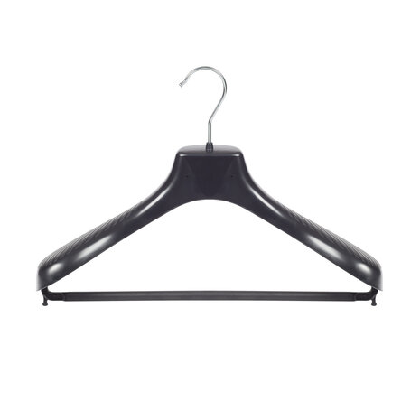 SER-VIZ Jacken / Anzugbügel (gebogen) Kunststoff schwarz mit Schulterverbreiterung und Hosensteg SER-VIZ Jacken / Anzugbügel (gebogen) Kunststoff schwarz mit Schulterverbreiterung und Hosensteg