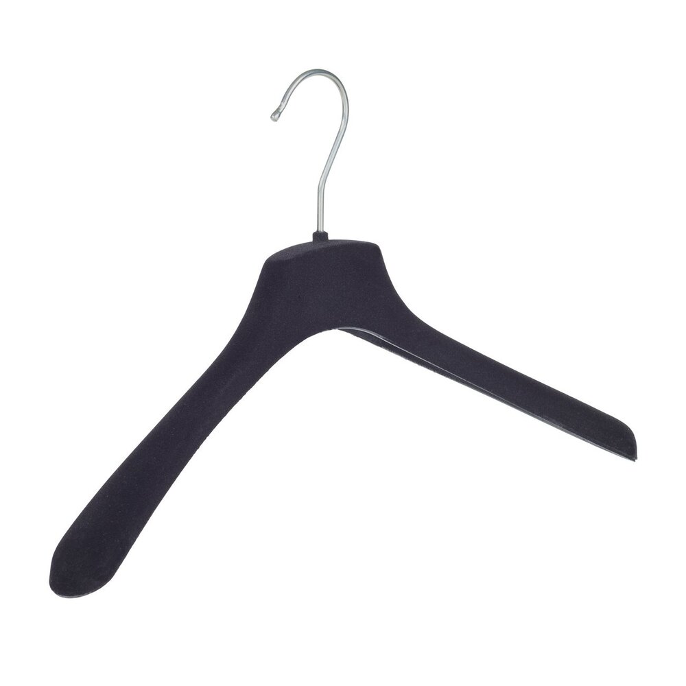 Jacken / Anzugbügel (gebogen) Kunststoff Samt schwarz mit Schulterverbreiterung