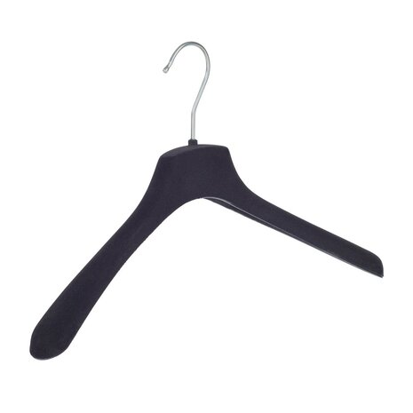 Jacken / Anzugbügel (gebogen) Kunststoff Samt schwarz mit Schulterverbreiterung