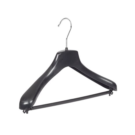 Jacken / Anzugbügel (gebogen) Kunststoff schwarz mit Schulterverbreiterung und Hosensteg