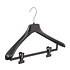 Jacken / Anzugbügel (gebogen) Kunststoff schwarz mit Schulterverbreiterung und anti-rutsch Klammern