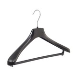Jacken / Anzugbügel (gebogen) Kunststoff schwarz mit Schulterverbreiterung und Hosensteg