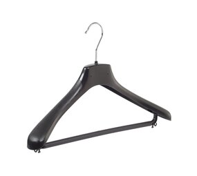 SER-VIZ Jacken / Anzugbügel (gebogen) Kunststoff schwarz mit Schulterverbreiterung und Hosensteg SER-VIZ Jacken / Anzugbügel (gebogen) Kunststoff schwarz mit Schulterverbreiterung und Hosensteg