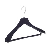 Jacken / Anzugbügel (gebogen) Kunststoff Samt schwarz mit Schulterverbreiterung und Hosensteg Jacken / Anzugbügel (gebogen) Kunststoff Samt schwarz mit Schulterverbreiterung und Hosensteg