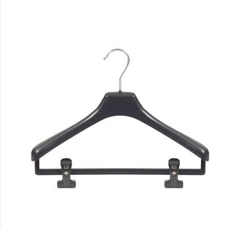 SER-VIZ Jacken / Anzugbügel (gebogen) Kunststoff schwarz mit Schulterverbreiterung und anti-rutsch Klammern SER-VIZ Jacken / Anzugbügel (gebogen) Kunststoff schwarz mit Schulterverbreiterung und anti-rutsch Klammern