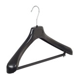 Jacken / Anzugbügel (gebogen) Kunststoff schwarz mit Schulterverbreiterung und Hosensteg Jacken / Anzugbügel (gebogen) Kunststoff schwarz mit Schulterverbreiterung und Hosensteg