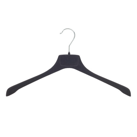 Jacken / Anzugbügel (gebogen) Kunststoff Samt schwarz mit Schulterverbreiterung