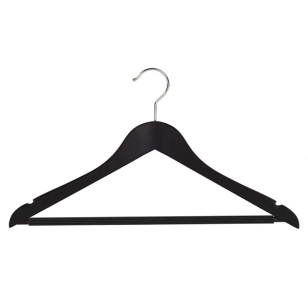 DER KLEIDERBÜGELRIESE Blusen / Hemdenbügel (gewinkelt) Buchenholz schwarz lackiert mit Rockkerben und anti-rutsch Hosensteg DER KLEIDERBÜGELRIESE Blusen / Hemdenbügel (gewinkelt) Buchenholz schwarz lackiert mit Rockkerben und anti-rutsch Hosensteg