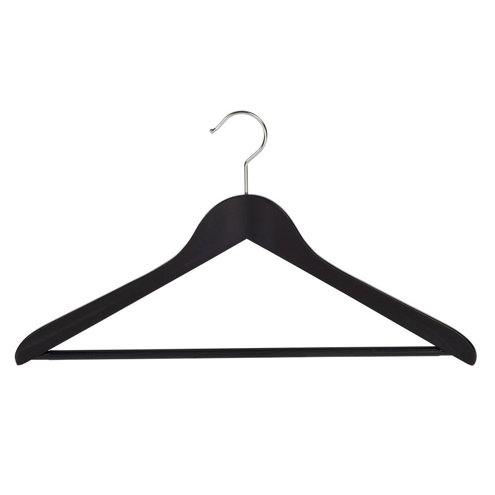 DER KLEIDERBÜGELRIESE Blusen / Hemdenbügel (gewinkelt) Buchenholz schwarz lackiert mit anti-rutsch Hosensteg DER KLEIDERBÜGELRIESE Blusen / Hemdenbügel (gewinkelt) Buchenholz schwarz lackiert mit anti-rutsch Hosensteg