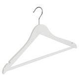 Blusen / Hemdenbügel (gewinkelt) Buchenholz weiß lackiert mit Rockkerben und anti-rutsch Hosensteg