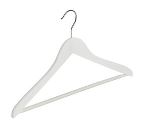 Blusen / Hemdenbügel (gewinkelt) Buchenholz weiß lackiert mit anti-rutsch Hosensteg Blusen / Hemdenbügel (gewinkelt) Buchenholz weiß lackiert mit anti-rutsch Hosensteg
