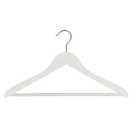 Blusen / Hemdenbügel (gewinkelt) Buchenholz weiß lackiert mit anti-rutsch Hosensteg