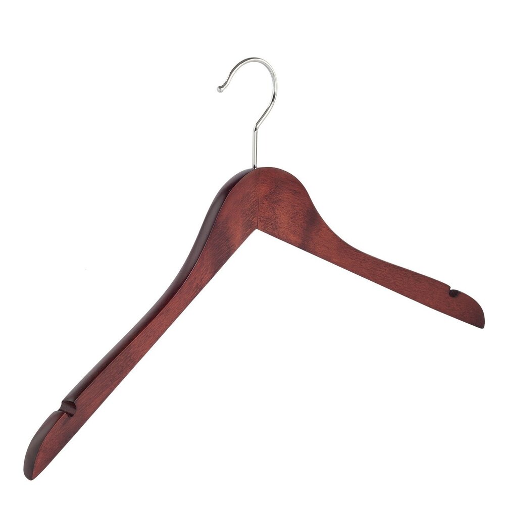 Blusen / Hemdenbügel (gewinkelt) Buchenholz mahagoni gebeizt mit Rockkerben