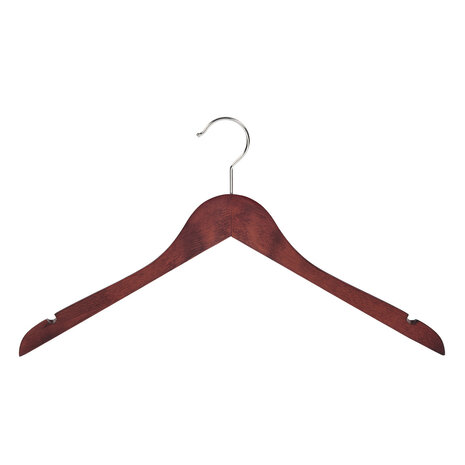 Blusen / Hemdenbügel (gewinkelt) Buchenholz mahagoni gebeizt mit Rockkerben