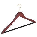 Blusen / Hemdenbügel (gewinkelt) Buchenholz mahagoni gebeizt mit Messinghaken und anti-rutsch Hosensteg Blusen / Hemdenbügel (gewinkelt) Buchenholz mahagoni gebeizt mit Messinghaken und anti-rutsch Hosensteg