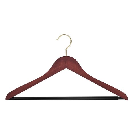 DER KLEIDERBÜGELRIESE Blusen / Hemdenbügel (gewinkelt) Buchenholz mahagoni gebeizt mit Messinghaken und anti-rutsch Hosensteg