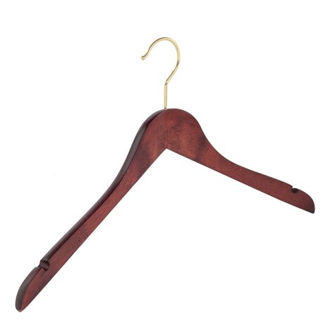 DER KLEIDERBÜGELRIESE Blusen / Hemdenbügel (gewinkelt) Buchenholz mahagoni gebeizt mit Messinghaken und Rockkerben DER KLEIDERBÜGELRIESE Blusen / Hemdenbügel (gewinkelt) Buchenholz mahagoni gebeizt mit Messinghaken und Rockkerben