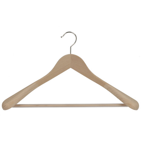 Jacken / Anzugbügel (gewinkelt) Buchenholz natur lackiert mit Schulterverbreiterung und anti-rutsch Hosensteg Jacken / Anzugbügel (gewinkelt) Buchenholz natur lackiert mit Schulterverbreiterung und anti-rutsch Hosensteg