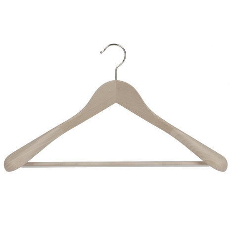 Jacken / Anzugbügel (gewinkelt) Buchenholz unlackiert mit Schulterverbreiterung und anti-rutsch Hosensteg