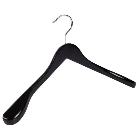 DER KLEIDERBÜGELRIESE Jacken / Anzugbügel (gewinkelt) Buchenholz schwarz lackiert mit Schulterverbreiterung DER KLEIDERBÜGELRIESE Jacken / Anzugbügel (gewinkelt) Buchenholz schwarz lackiert mit Schulterverbreiterung