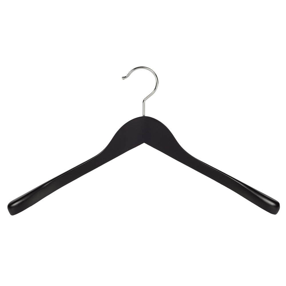 DER KLEIDERBÜGELRIESE Jacken / Anzugbügel (gewinkelt) Buchenholz schwarz lackiert mit Schulterverbreiterung DER KLEIDERBÜGELRIESE Jacken / Anzugbügel (gewinkelt) Buchenholz schwarz lackiert mit Schulterverbreiterung