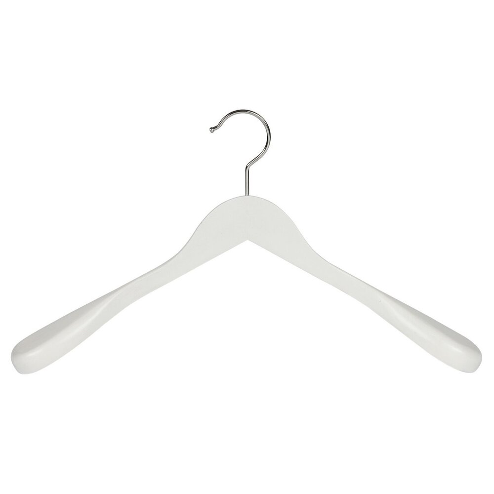 Jacken / Anzugbügel (gewinkelt) Buchenholz weiß lackiert mit Schulterverbreiterung Jacken / Anzugbügel (gewinkelt) Buchenholz weiß lackiert mit Schulterverbreiterung