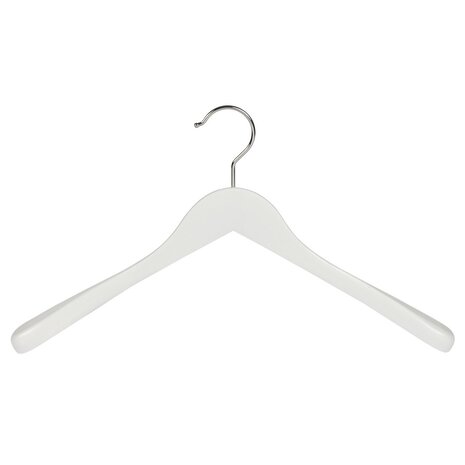 Jacken / Anzugbügel (gewinkelt) Buchenholz weiß lackiert mit Schulterverbreiterung Jacken / Anzugbügel (gewinkelt) Buchenholz weiß lackiert mit Schulterverbreiterung