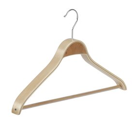 Jacken / Anzugbügel Birkenholz natur lackiert mit Schulterverbreiterung und anti-rutsch Hosensteg, 42 cm Jacken / Anzugbügel Birkenholz natur lackiert mit Schulterverbreiterung und anti-rutsch Hosensteg, 42 cm