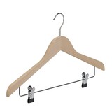 Blusen / Hemdenbügel Buchenholz natur lackiert mit anti-rutsch Klammern, 44 cm Blusen / Hemdenbügel Buchenholz natur lackiert mit anti-rutsch Klammern, 44 cm