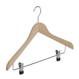 Blusen / Hemdenbügel Buchenholz natur lackiert mit anti-rutsch Klammern, 44 cm Blusen / Hemdenbügel Buchenholz natur lackiert mit anti-rutsch Klammern, 44 cm
