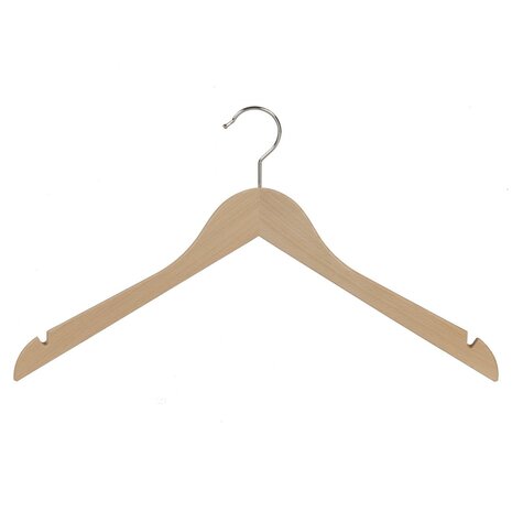 Blusen / Hemdenbügel (gewinkelt) Buchenholz natur lackiert mit Rockkerben