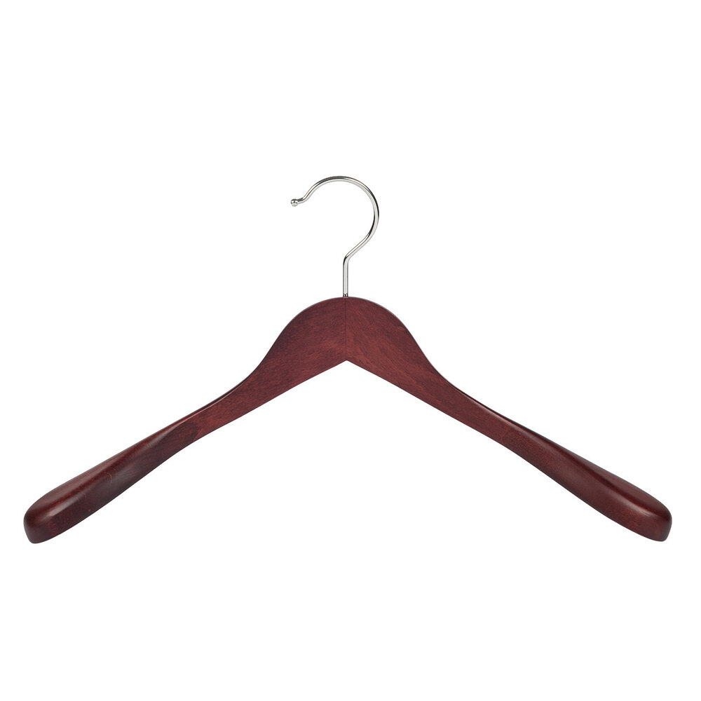 Jacken / Anzugbügel (gewinkelt) Buchenholz mahagoni gebeizt mit Schulterverbreiterung