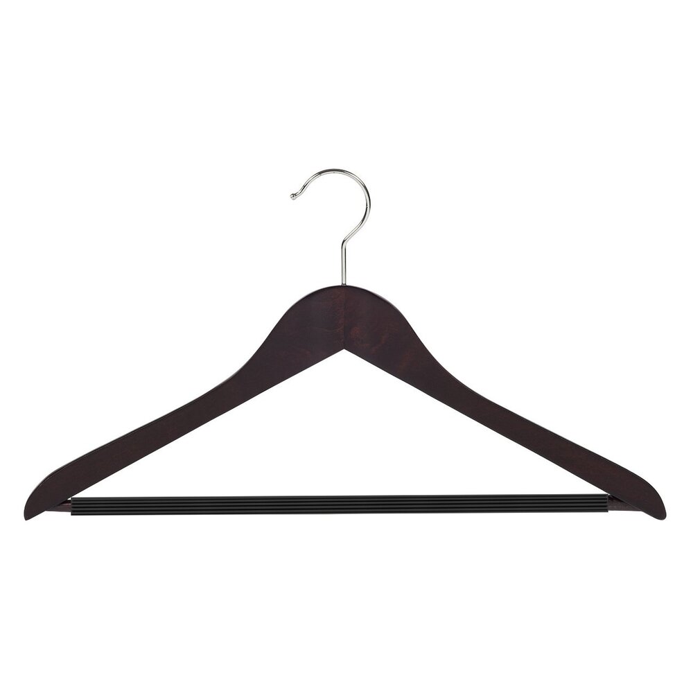 Blusen / Hemdenbügel (gewinkelt) Buchenholz wenge gebeizt mit anti-rutsch Hosensteg