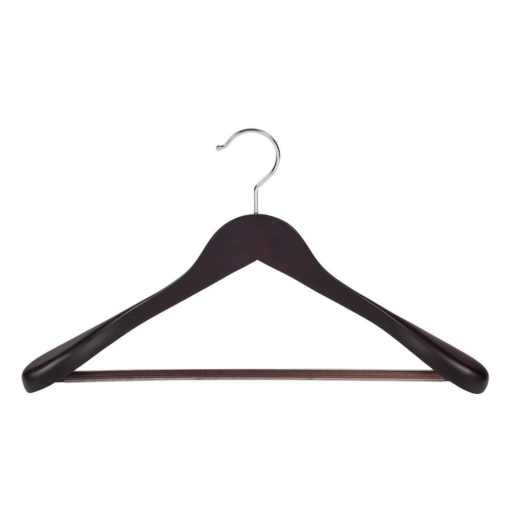 Jacken / Anzugbügel (gewinkelt) Buchenholz wenge gebeizt mit Schulterverbreiterung und anti-rutsch Hosensteg Jacken / Anzugbügel (gewinkelt) Buchenholz wenge gebeizt mit Schulterverbreiterung und anti-rutsch Hosensteg